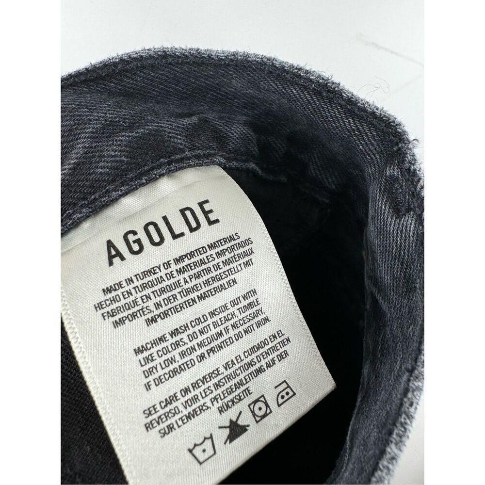 Agolde Women's Distressed Button Fly Straight 90's Jeans Charcoal Black Size 26 - Picture 3 of 6